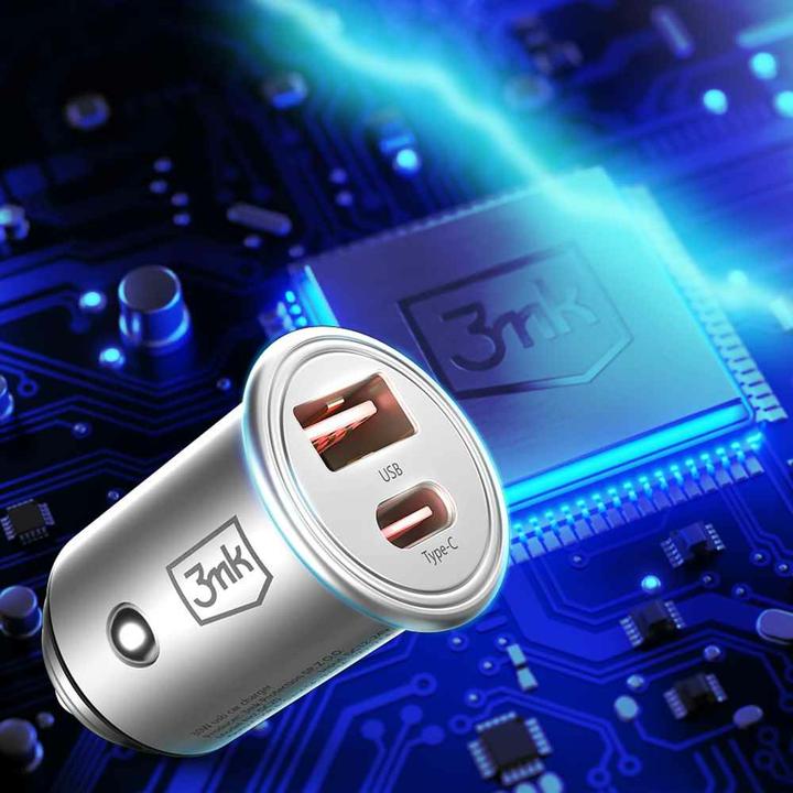 Produktbild 3MK Hyper Car Charger Type-C + USB ports QC 4.0 + PD 30W