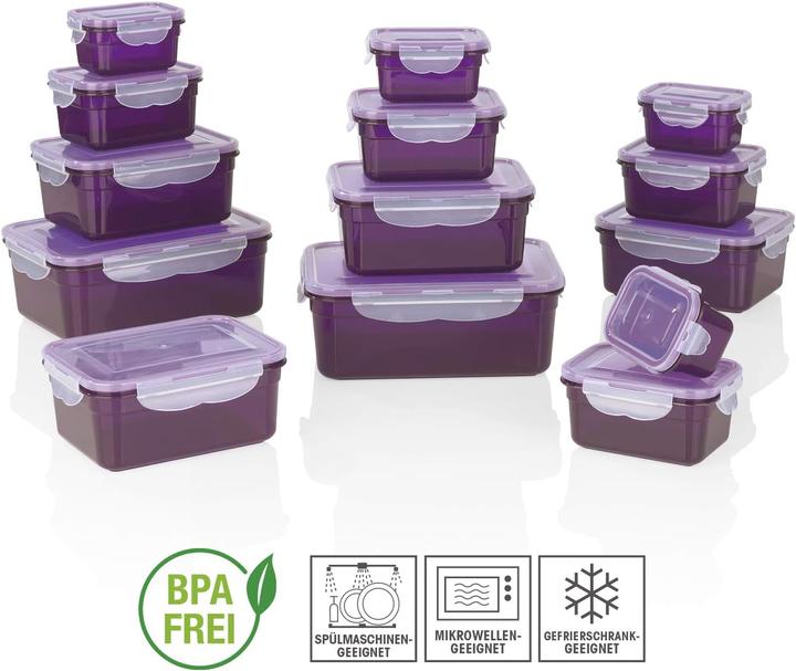 Actual product image Gourmetmaxx Food Storage Boxes, Purple Set of 14 (2.10 l)