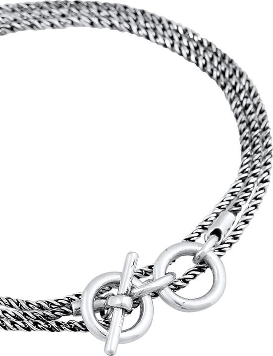 Immagine prodotto Kuzzoi Bracciale Uomo Collana in corda T-Bone Ossidato Argento 925 (19 cm, Argento 925)