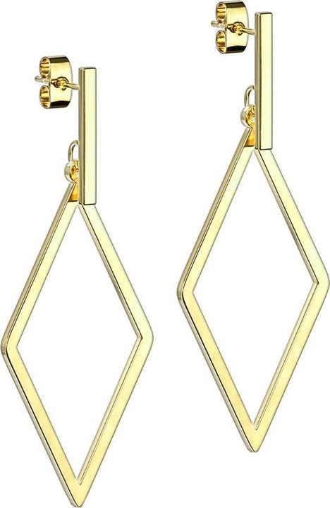 Actual product image Star Piercing Stud Earrings Gold Plated Bar Pendant Diamond (without brass, Surgical steel 316L)