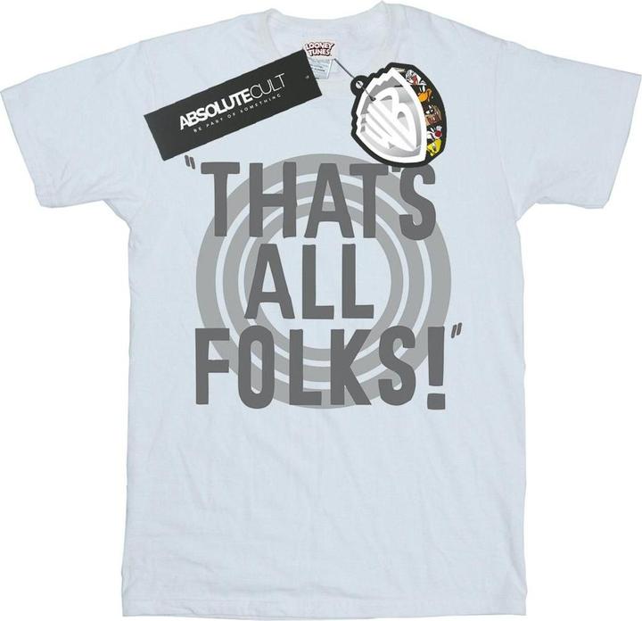Actual product image Looney Tunes Womens/Ladies That's All Folks Text Cotton Boyfriend T-Shirt (L)