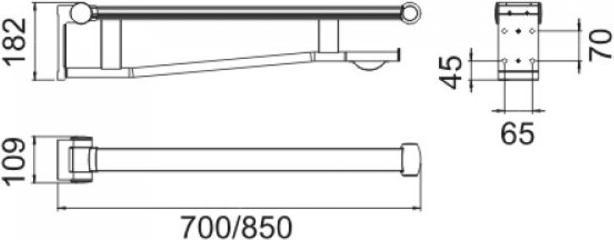 Image du produit Keuco Barre d'appui pliante WC PLAN CARE 700mm, chromé/gris clair 700 mm, chromé/gris clair