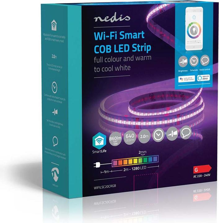 Produktbild Nedis SmartLife LED Strip Wi-Fi, 2m - White (Weiss, 200 cm, Indoor)