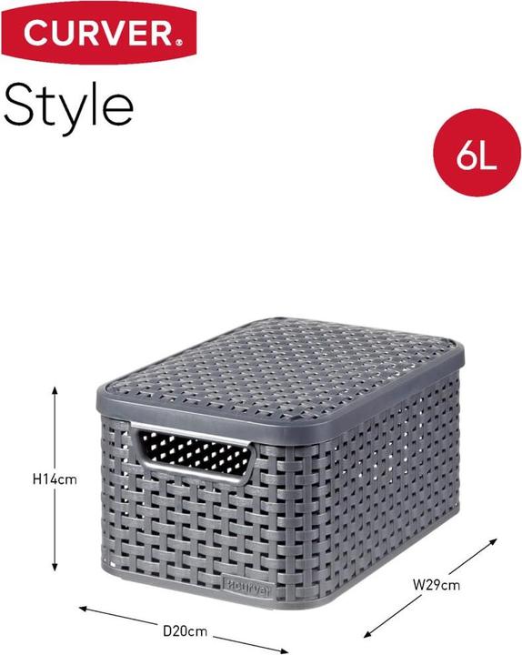 Image du produit Curver Lot de 3 STYLE Box S avec couvercle anthracite (29 x 20 x 14 cm, 6 l)
