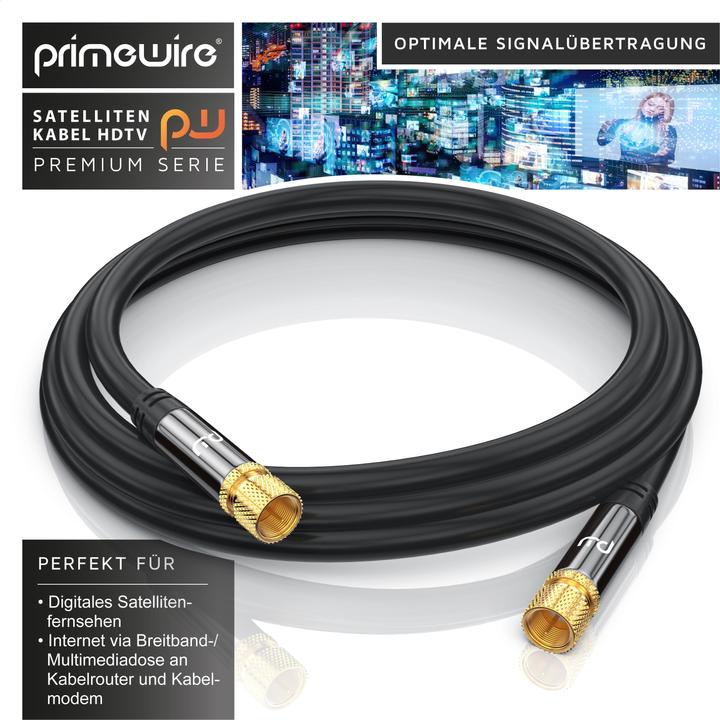 Produktbild Primewire SAT Kabel HDTV - Premium SAT Koaxialkabel - TV HDTV Radio DVB-T DVB-C DVB-S DVB-S2, 4 Fach Schirmung (135 dB, Antennenkabel)