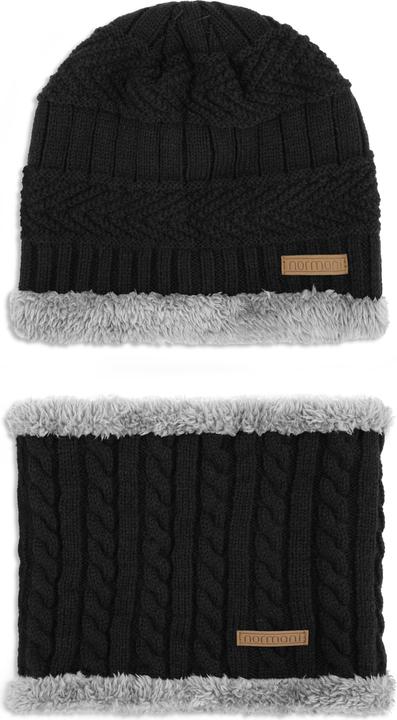 Normani Kebili Winterset mit Fell Schwarz/Grau (One Size)