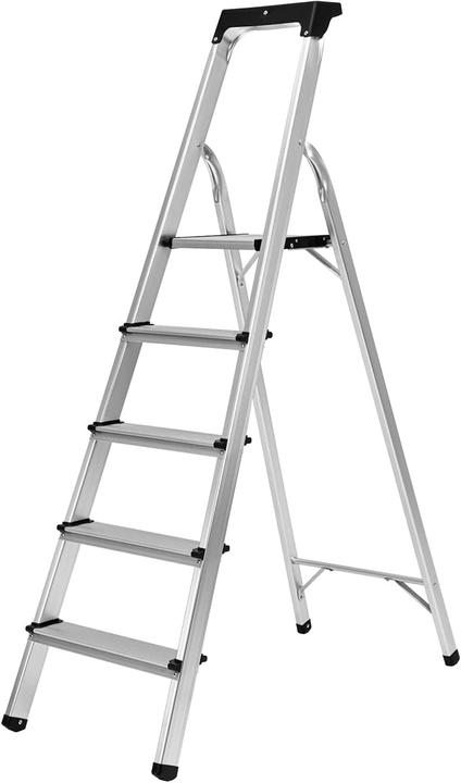 Craftfull 5-stufige Stehleiter CF-133B mit Ablage, klappbar (Plattformleiter, 94.50 cm)
