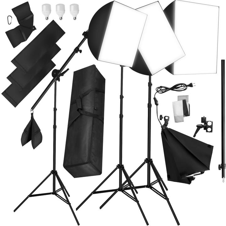 Actual product image tectake 3 studio lights with softbox, tripod and bag (Studio light)