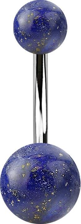 Produktbild Star Piercing Banane silber mit zwei Kugeln Sodalith Stein (ohne Messing, Chirurgenstahl 316L, Mineralisch)