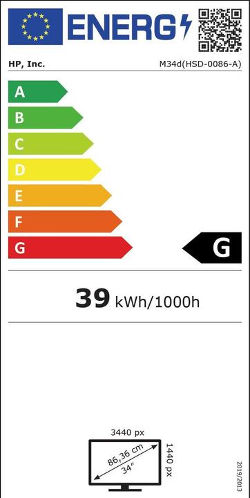 Label énergétique HP M34d (3440 x 1440 pixels, 34")