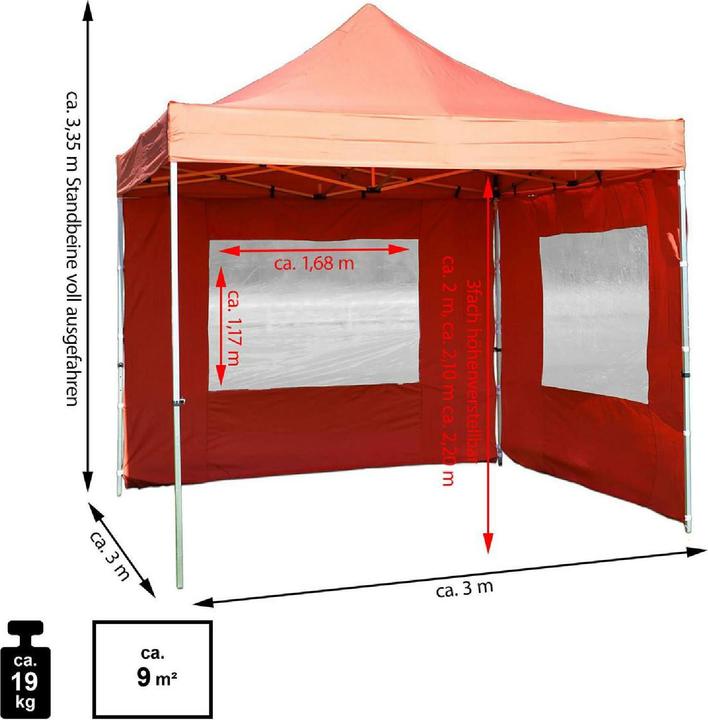 Produktbild VCM Falt Pavillon 3x3m terracotta (300 cm, 300 cm)