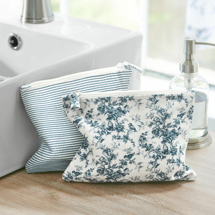 Produktbild Loberon Täschchen 2er Set Emilie blau/creme