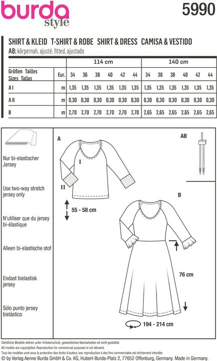 Image du produit Patrons Chemise & Robe - avec encolure ronde et manches raglan