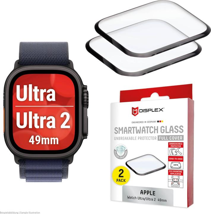 Displex Full Cover Schutzfolie, Full Cover Watch Glass, Doppelpack