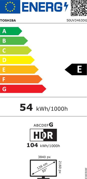 Energie-Label Toshiba 50UV3463DG (50", LED, 4K)