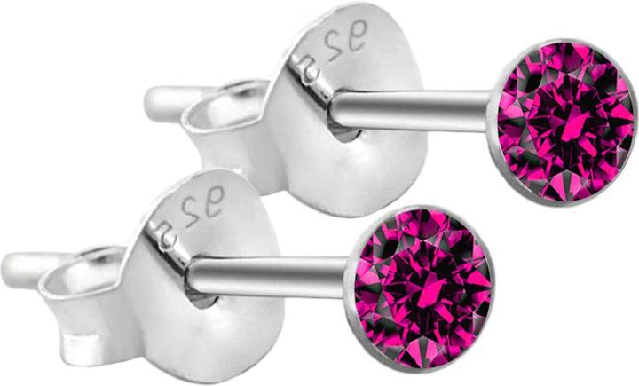 Produktbild Star Piercing Ohrstecker rund aus 925 Sterlingsliber mit Kristall fuchsia (ohne Messing, 925 Sterlingsilber)