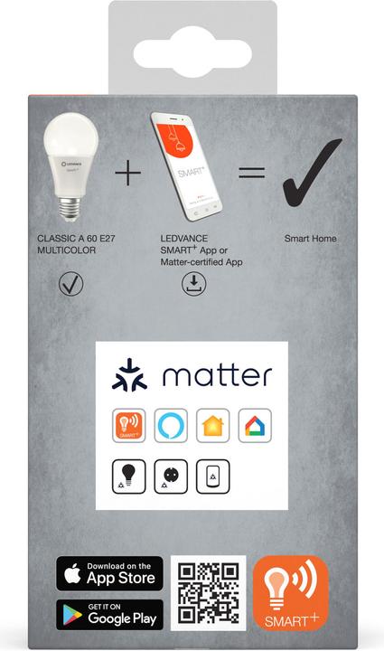 Produktbild Ledvance SMART+ MATTER CLASSIC A MULTICOLOR 9W 827...865 Multicolor E27 (E27, 9 W, 806 lm, 1 x, E)