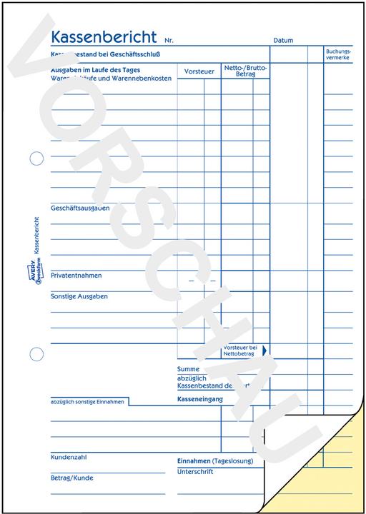 Actual product image Avery Cash report (50 x)