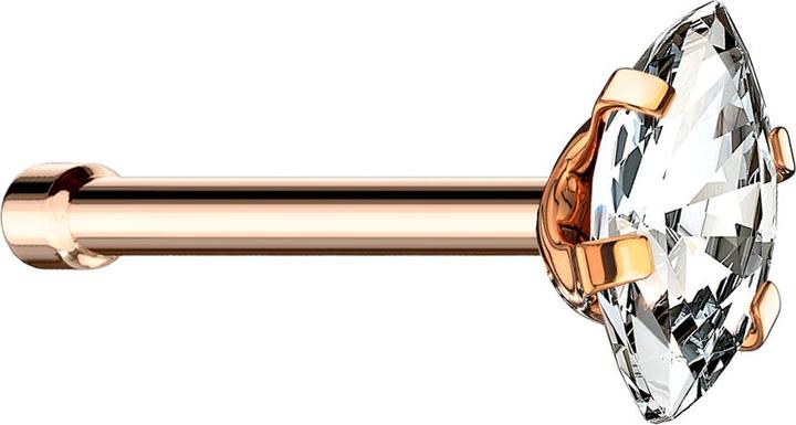 Produktbild Star Piercing Nasenstecker gerade rosegold Oval Kristall silber gefasst (ohne Messing, Chirurgenstahl 316L)