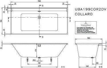 Produktbild Villeroy & Boch V&B Einbauwanne COLLARO 1900x900 m Ab u Überlgrt. go stone white (190 cm, 90 cm)