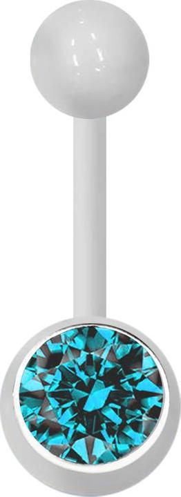 Image du produit Star Piercing Banane blanche avec boule et boule cristal aqua (Acrylique, sans laiton)