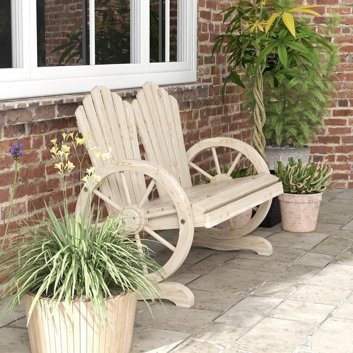 Produktbild Outsunny Gartenbank im Wagenrad-Design