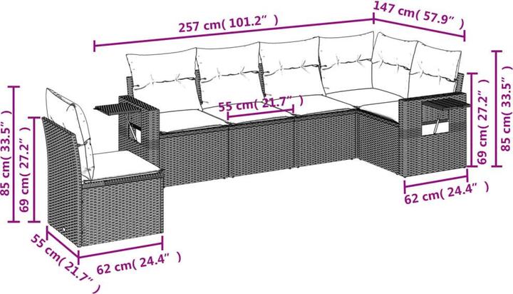 Immagine prodotto VidaXL Mobili da giardino Set di divani Set da giardino 7 pezzi Marrone