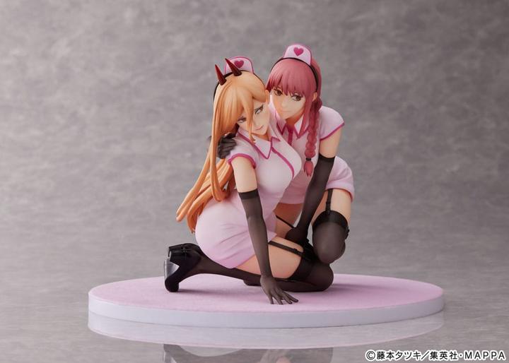 Actual product image Furyu Chainsaw Man statuette PVC 1/7 Power & Makima Nurse Ver. 14 cm