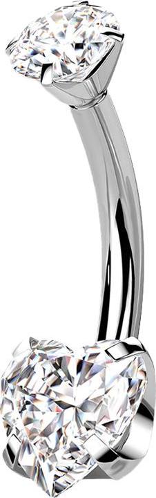 Actual product image Star Piercing Banana silver with crystal and crystal heart silver (without brass, Titanium G23)