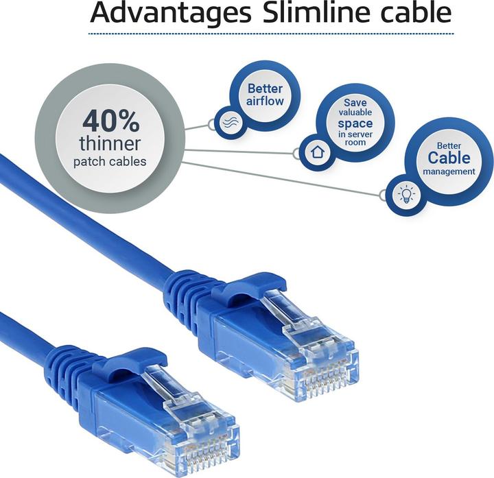 Actual product image Blue 5 meter LSZH U/UTP CAT6 datacenter slimline patch cable snagless with RJ45 connectors (U/UTP, CAT6, 5 m)