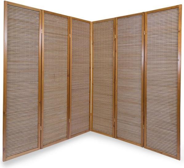 Actual product image Homestyle4u 6-panel wooden screen bamboo brown