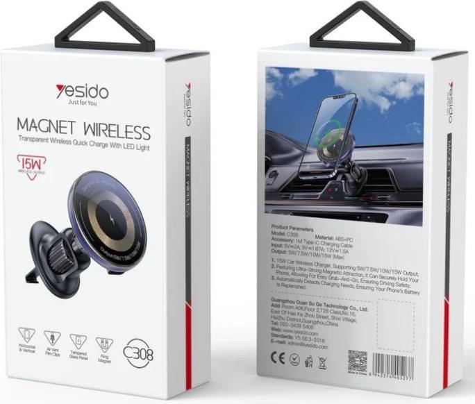 Actual product image Yesido 15W Air Outlet Car MagSafe Magnetic Wireless Charging Holder