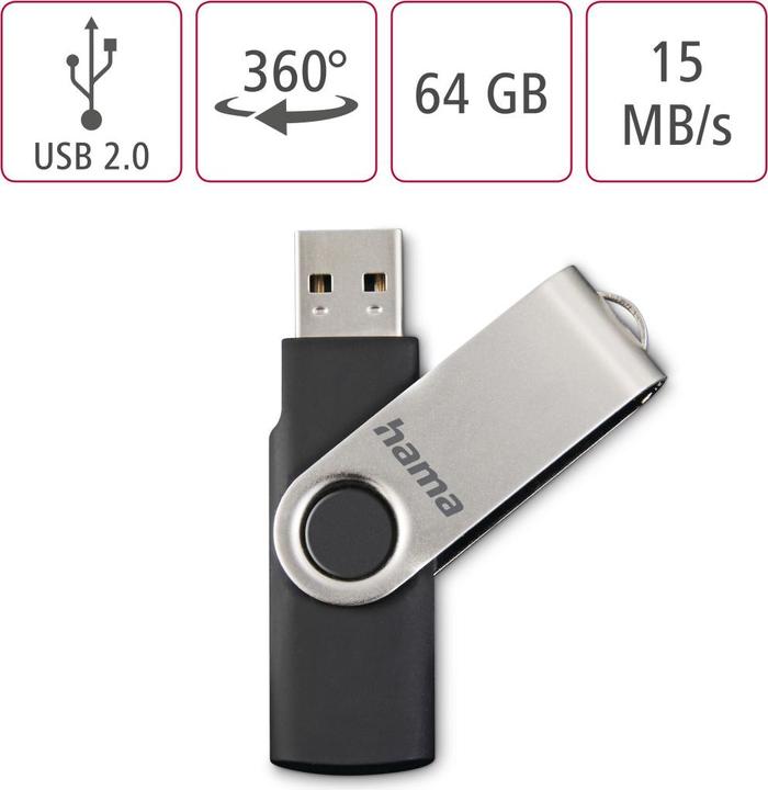 Image du produit Hama Rotation (64 Go, USB-A, USB 2.0)