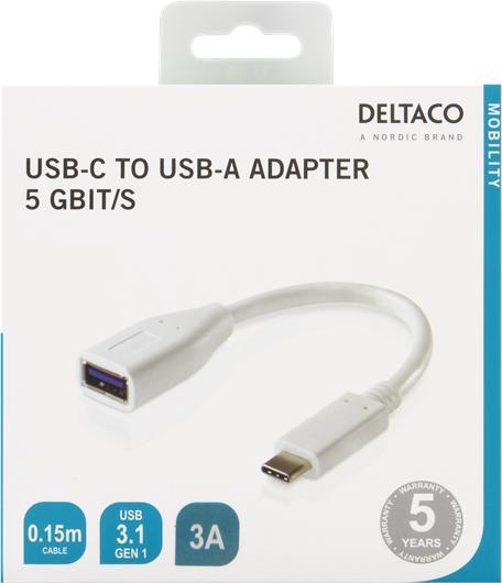 Image du produit Deltaco USBC-1205 - Adaptateur USB-C - US (0.15 m, USB 3.1)