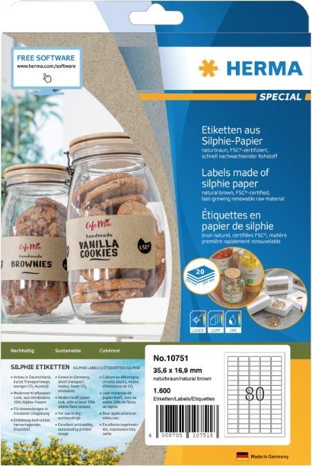 Actual product image HERMA Grass paper labels A4