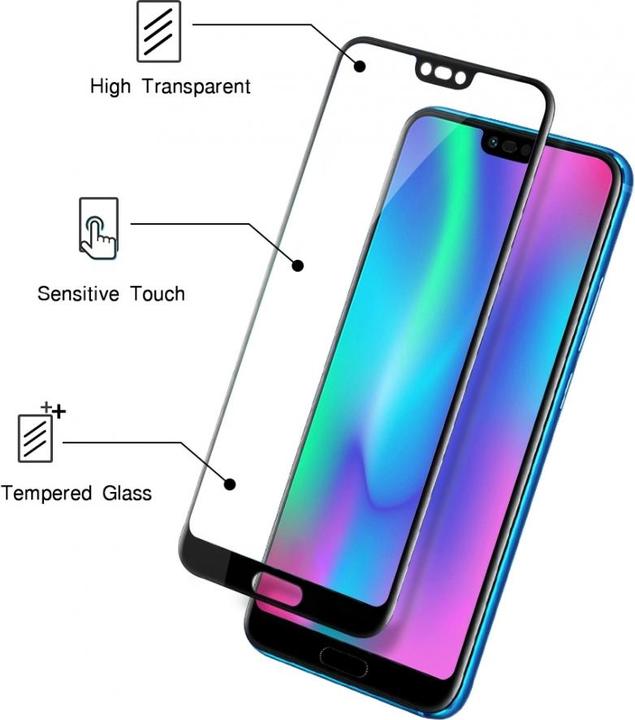 Actual product image Screenguard Honor 10 Full Screen Protective Glass Film 2.5D 9H (1 Piece, Honor 10)