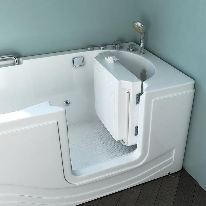 Image du produit Home Deluxe Baignoire pour personnes âgées avec buses de massage porte et poignée AUTARK M (droite) - (76 cm, 153 cm)