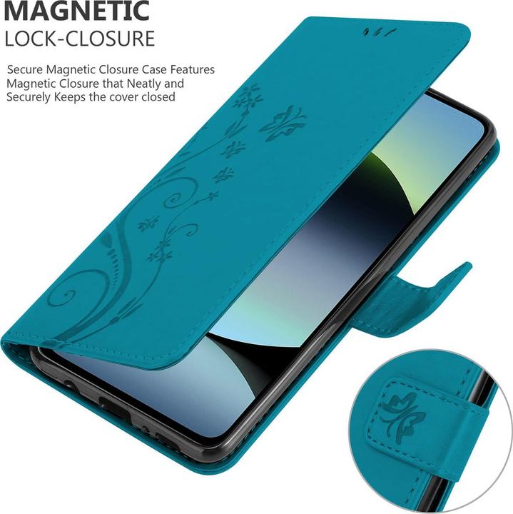 Actual product image Cadorabo Case for Xiaomi RedMi Note 14 5G Flower Book (Xiaomi Redmi Note 14 5G)