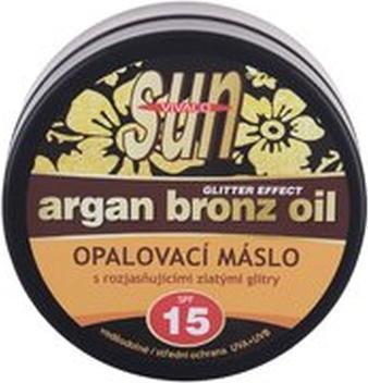 Produktbild Vivapharm Vivaco - Sun Argan Bronze Oil Glitter Effect SPF15 - Suntan butter with argan oil and glitter 200ml (Sonnencreme, SPF 15, 200 ml)