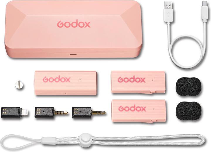 Image du produit Godox MoveLink Mini Lightning Kit 2 2,4 GHz 1 récepteur et 2 émetteurs roses (Nouveauté)