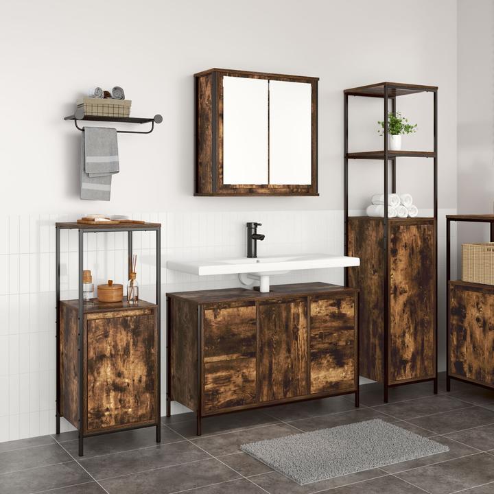 Image du produit VidaXL Ensemble de meubles de salle de bain 3 pièces en bois composite chêne fumé