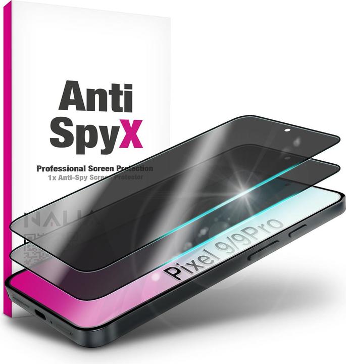 Produktbild Nalia AntiSpyX - Privacy Schutzglas mit Blickschutz - Full Display Screen Protection 9H Tempered Glass (1 Stück, Google Pixel 9)