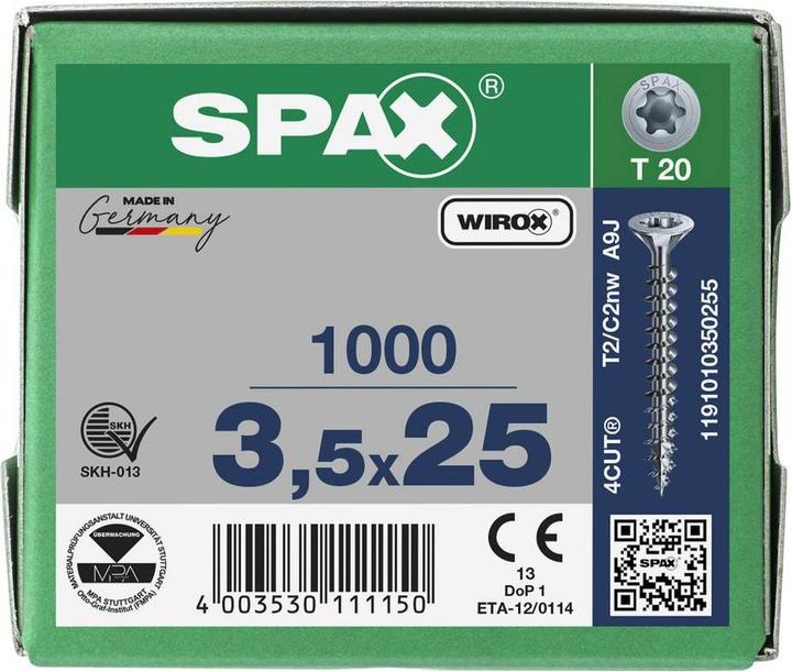Produktbild Spax Spanplattenschrauben SK T15 3,5x25 mm (1000 Schrauben pro Stück)