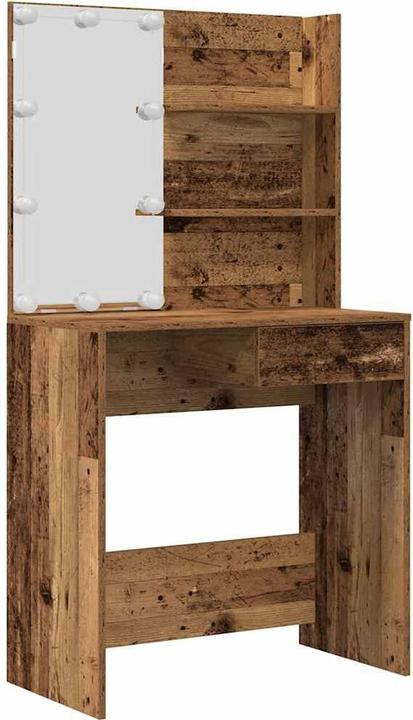 Image du produit VidaXL Schminktisch-Set mit LED-Leuchten Altholz-Optik Holzwerkstoff (74.5 x 40 x 141 cm)