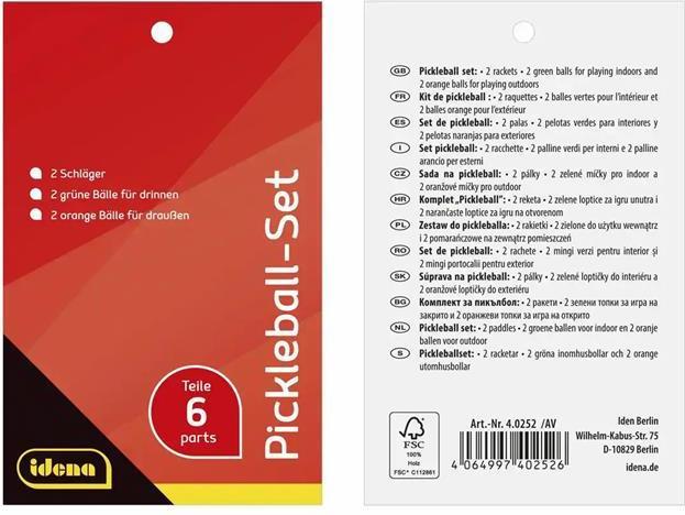 Produktbild Idena Pickleball Set 2 Schläger/4 Bälle 6 Teile