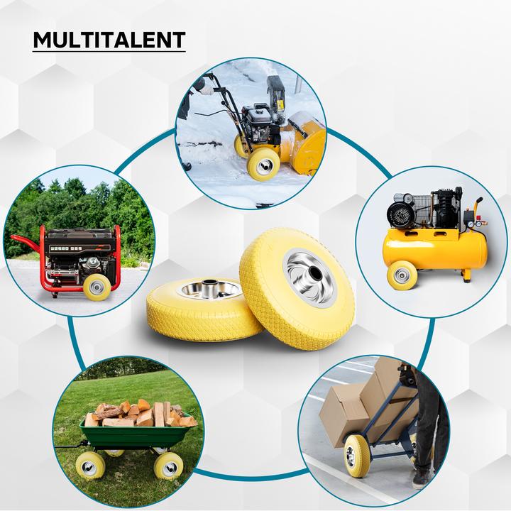 Actual product image Wiltec PU Wheel 3.00-4 260mm Solid Rubber Tyre Puncture-proof with metal Rim for Transport Aids