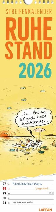Image du produit Ruhestand Streifenkalender 2026: Monatskalender für die Wand (Couverture rigide, Allemand)