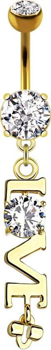 Immagine prodotto Star Piercing Ciondolo Banana in argento placcato oro 14k con due sfere di cristallo Love (Acciaio chirurgico 316L, Ottone)