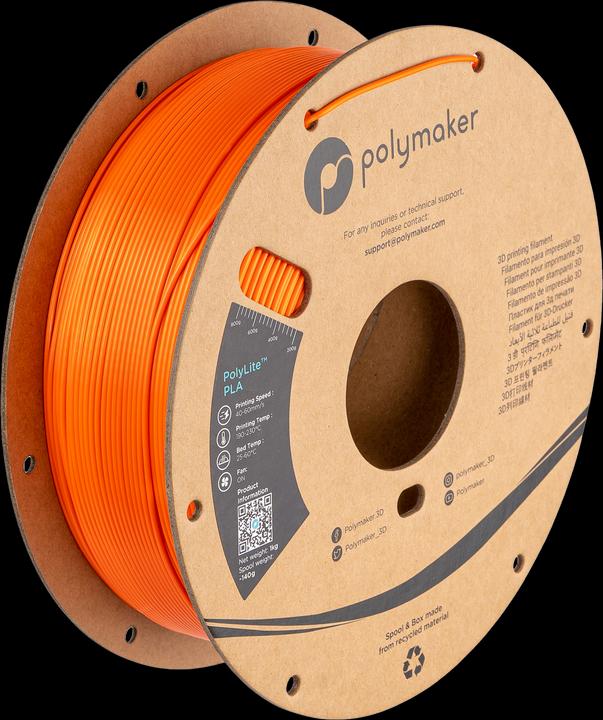 Actual product image Polymaker PolyLite PLA (PLA, 1.75 mm, 1000 g, Orange)