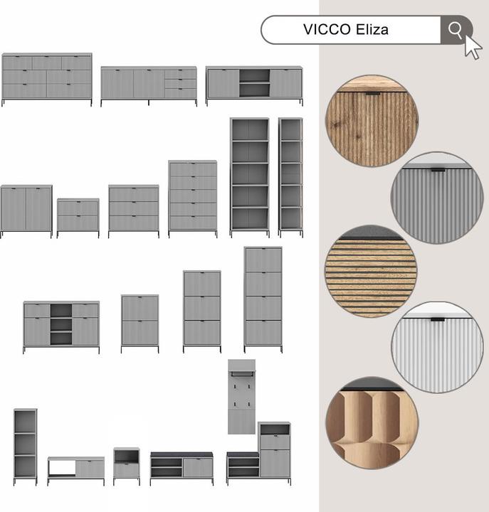 Produktbild Vichy Nachttisch Eliza, Grau, 40 x 55 cm mit 1 Schublade